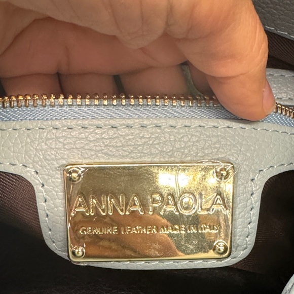 Anna Paola Made in Italy Leather Elegant Satchel with bag charms - new - w strap - Picture 7 of 9